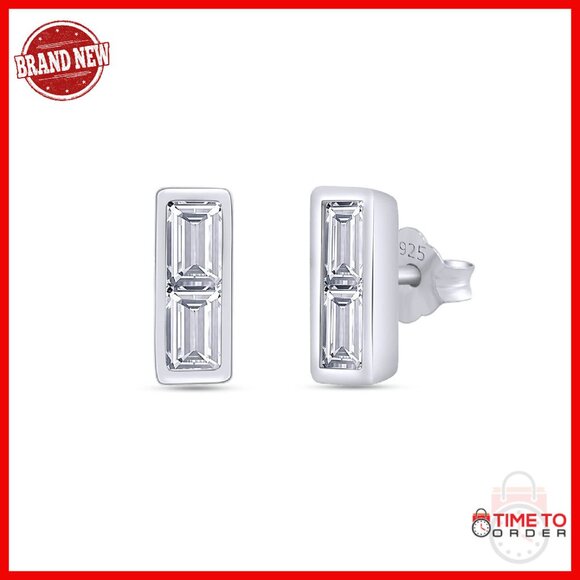 Moissanite Stud Earrings 18K Gold Plated Sterling Silver Hypoallergenic
